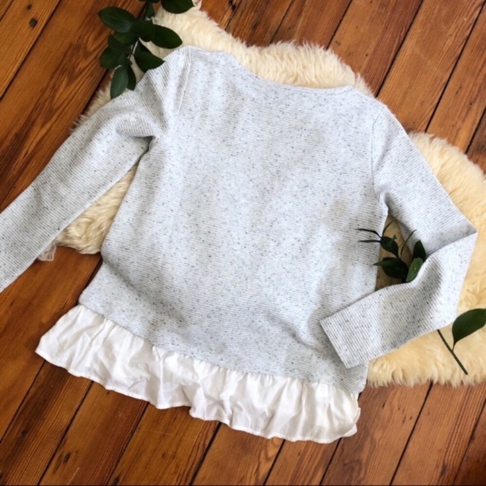 LOFT Mixed Media Ribbed Layered Peplum Top Blouse - Picture 5 of 8